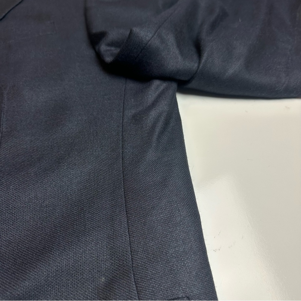 Oscar de la Renta Silk Wool Navy Blazer | Heritage Office Classic | 46L - Picture 7 of 12